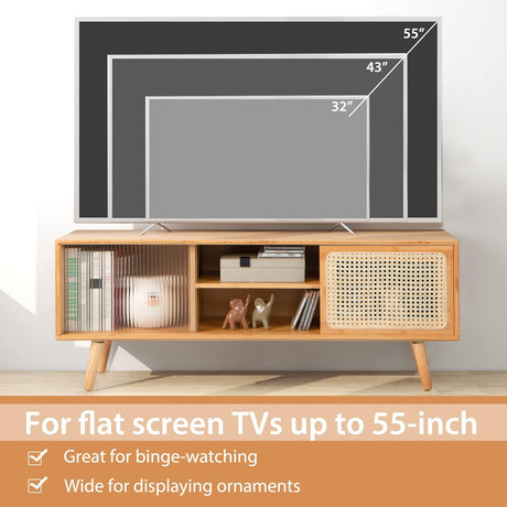 Television Stand, Medium (55" TV for Maximum), Natural WoodArtSupply