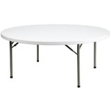 Flash Furniture Elon 6' Round All-Occasion Plastic Folding Event Table, Foldable Portable Banquet Table for Indoor/Outdoor Events, White Flash Furniture