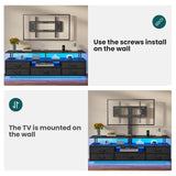 BTHFST TV Stand with Mount for 32/55/65/70 inch TVs, 51.2" LED TV Stand with Power Outlets & Storage, Entertainment Center with Storage for Living Room, Bedroom Black BTHFST