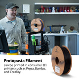 Protopasta 3D Printer Filament | PLA Filament 1.75mm | Black Recycled PLA | 1kg Spool Proto-Pasta