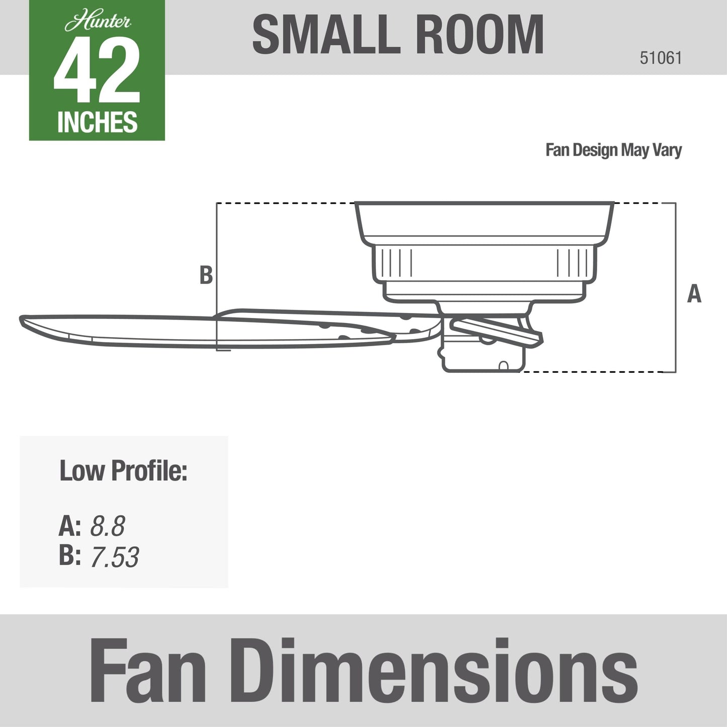 Hunter Fan Company 51061 Hunter 42" Low Profile IV Ceiling Fan, New Bronze Finish