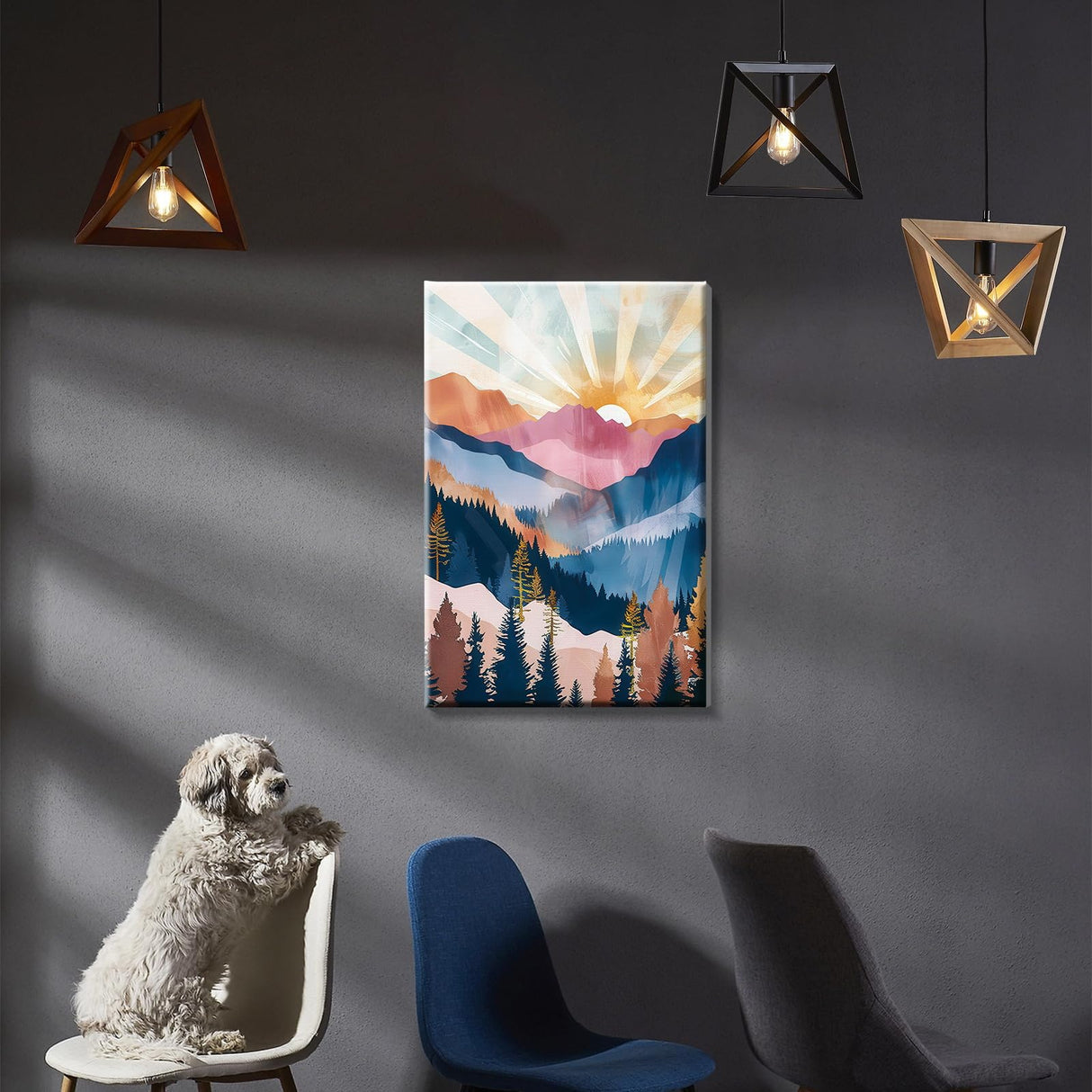 YOYA Framed Paint by Numbers Kit for Adults - Mountain Sunset Adult Paint by Number Kits on Canvas with Easel, DIY Mountain Paint by Number Framed Canvas for Home Wall Decor 8x12 Inch YOYA