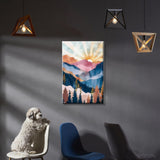 YOYA Framed Paint by Numbers Kit for Adults - Mountain Sunset Adult Paint by Number Kits on Canvas with Easel, DIY Mountain Paint by Number Framed Canvas for Home Wall Decor 8x12 Inch YOYA