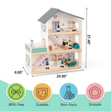 TOOKYLAND Wooden Dollhouse for Kids Doll House with Simulated Luxury Furniture Set Preschool Dollhouse Playset for Girls Toddlers Gifts TOOKYLAND