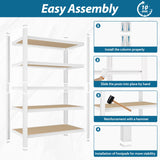 PrimeZone 28" W x 12" D x 59" H Closet Storage Shelves - 5 Tier White Metal Connector Shelving, Adjustable Heavy Duty Garage Shelves, Utility Rack Organizer Shelf for Kitchen Pantry Closet, 2 PCS PrimeZone