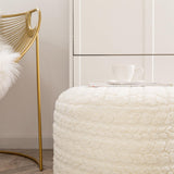 Round Pouf Ottoman 20 x 20 x 14 Inches Boho Poof Home Decor Floor Pouffe Ottoman Foot Rest for Couch Sofa Bean Bag Chairs Living Room Bedroom Cream Poofieotto