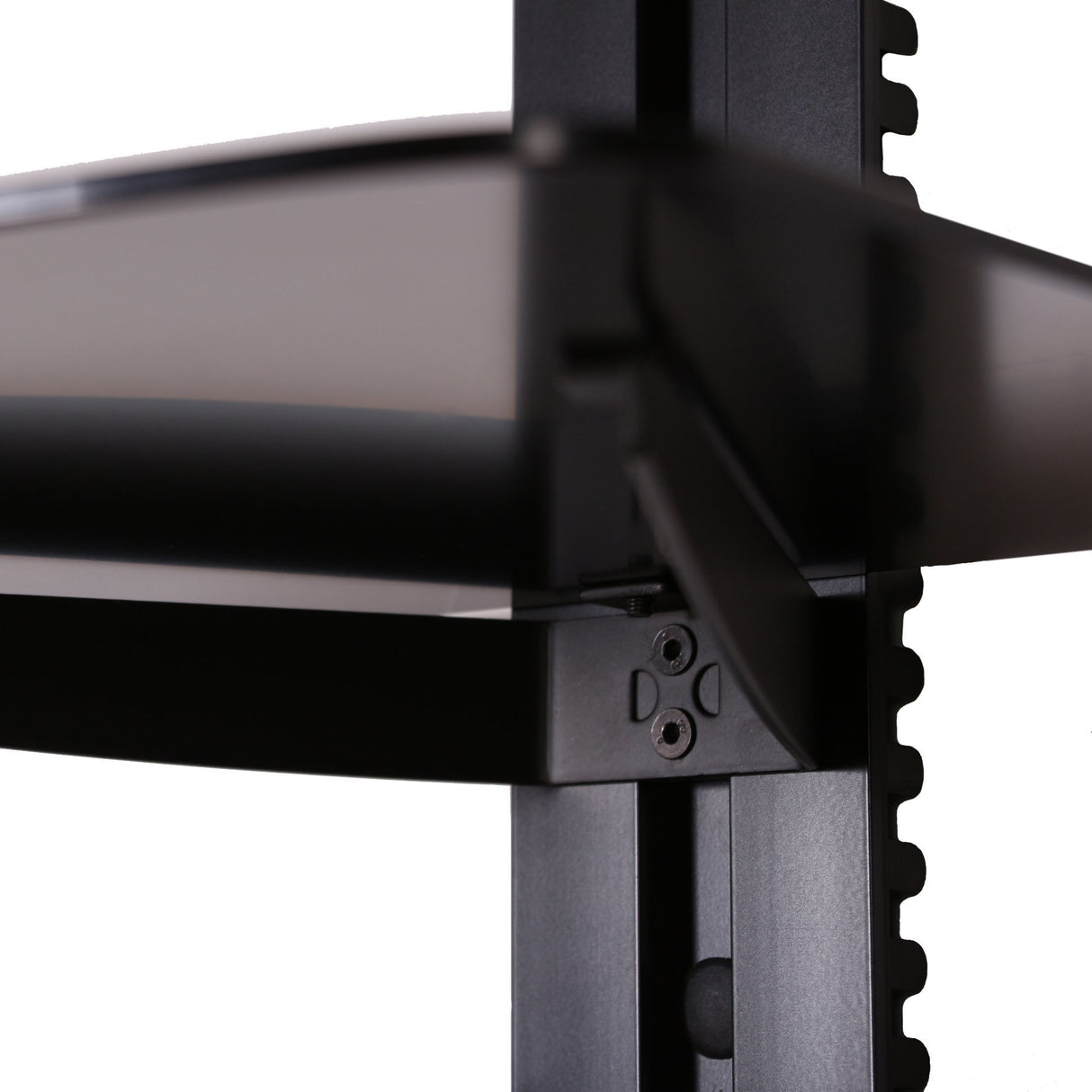 FITUEYES 2 Tiers Floating Shelves for Wall Under TV DVD Shelf Wall Mount Shelves Hold up to 22lbs Tempered Glass for PS4, Xbox, Game Console and Cable Box Black FITUEYES