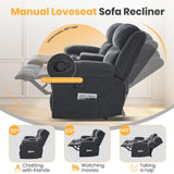 RIHEREFY Loveseat Recliner Sofa with Massage & Heating, Reclining Loveseat with Console, RV Wall Hugger Double Loveseat Recliner Couch for Living Room & Home Theater (Chenille-Grey) RIHEREFY