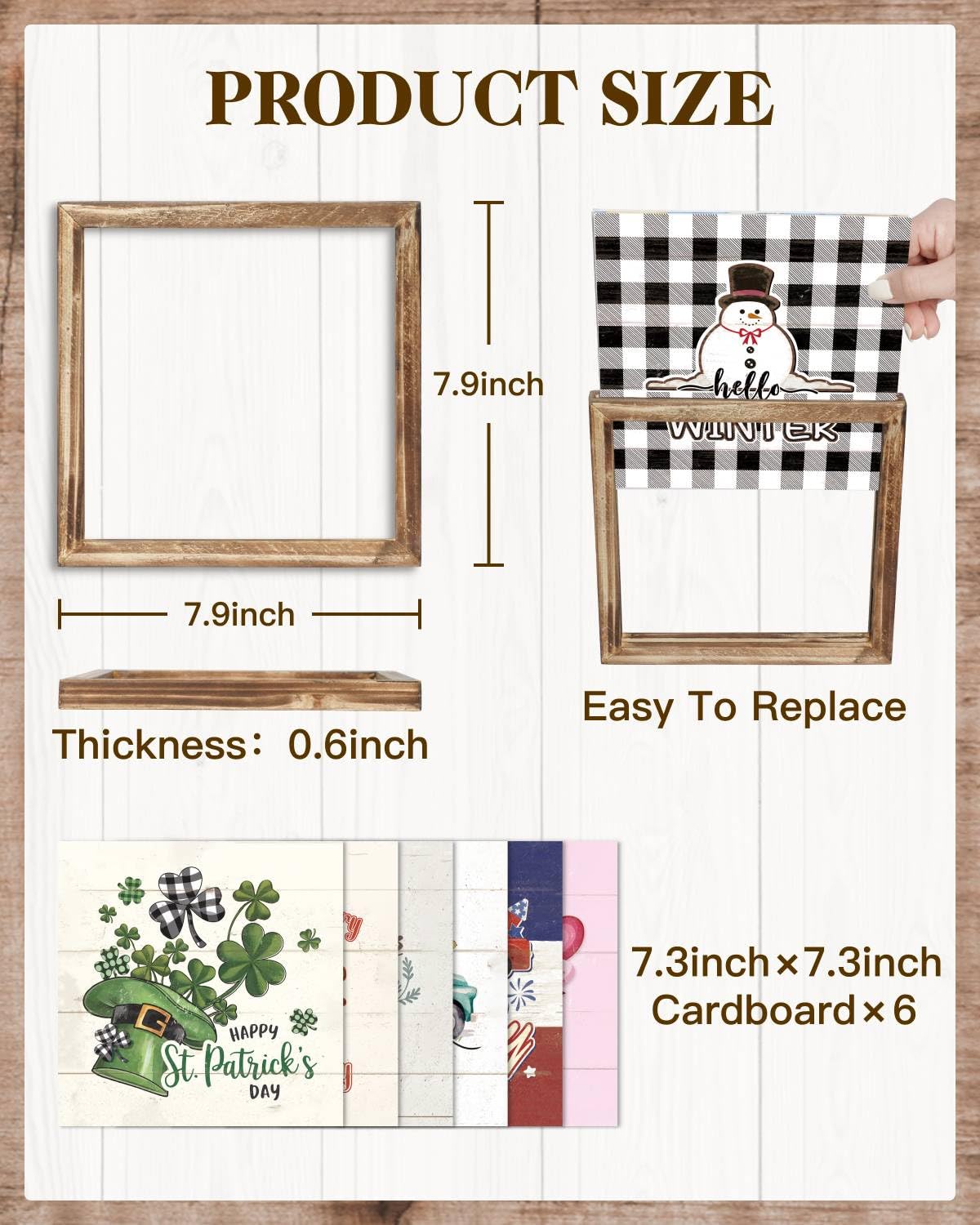 Putuo Decor Interchangeable Season Framed Wall Art Set, Seasonal Welcome Printed Signs, Rustic Holiday Home Table Decor Wall Hanging Signs for Living Room, Kitchen, Office, Farmhouse Putuo Decor