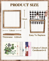 Putuo Decor Interchangeable Season Framed Wall Art Set, Seasonal Welcome Printed Signs, Rustic Holiday Home Table Decor Wall Hanging Signs for Living Room, Kitchen, Office, Farmhouse Putuo Decor