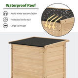 MCombo Outdoor Wooden Storage Cabinet, Garden Tool Shed with Latch, Outside Tools Wood Cabinet with Double Doors for Patio 0709 (Natural, Small) MCombo