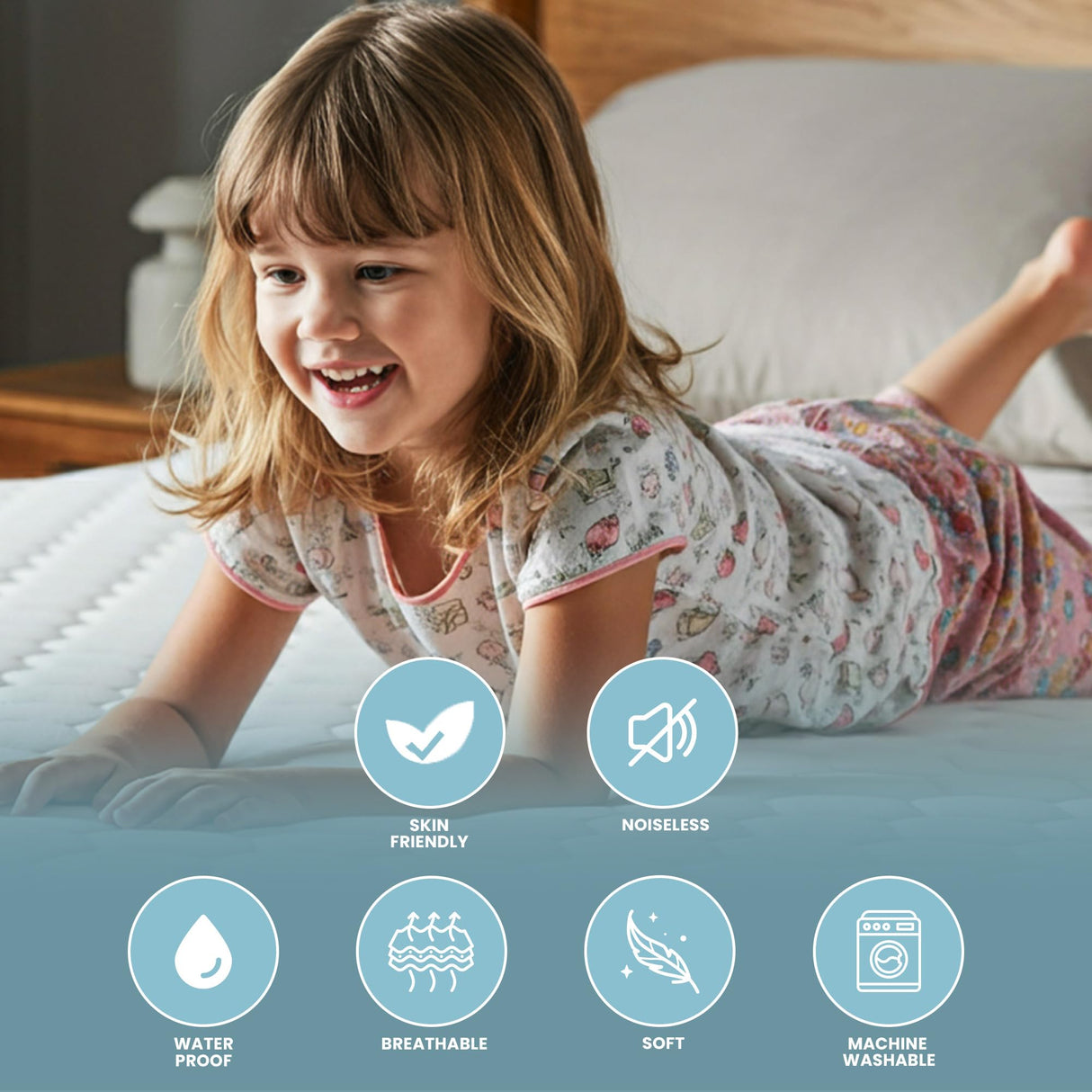 DANYDude 100% Waterproof & Breathable Queen Mattress Protector, Fitted Queen Size Bed Cover, 16 Inch Deep Pocket, Machine Washable DANYDude