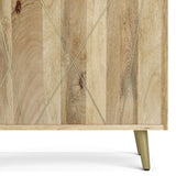 Contemporary Solid Mango Wood 30 Inch Bookshelf with Doors in Natural Finish SIMPLIHOME