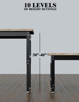 GarveeTech Adjustable Height Workbench, 48" Rubber Wood Top Heavy Duty Work Bench with Power Outlets, 2200 LBS Load Capacity Hardwood Work Bench Table for Workshop, Garage, Office, Home GarveeTech