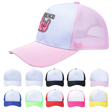 HTVRONT Sublimation Blank Trucker Hats 10PCS - Polyester Sublimation Hats Women and Men for HTV Vinly, Sublimation, Embroidery, 3D Embroidery - Funny Trucker Hats Breathable Mesh for Parties, Travel HTVRONT