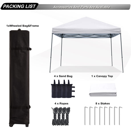ABCCANOPY Stable Pop up Outdoor Canopy Tent 10 x 10 ft Base / 8 x 8 ft Top, White ABCCANOPY