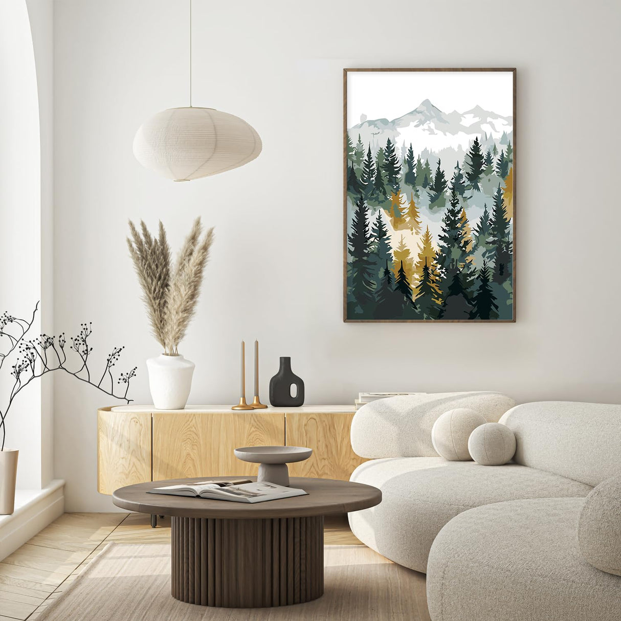 Framed Paint by Numbers Kit for Adults Beginner & Kids Age 8-12, Easy Landscape Adult Paint by Number Kits on Canvas, DIY Acrylic Forest Number Painting for Adults Mountain for Home Decor 8x12 Inch Possoco