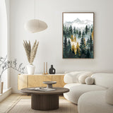 Framed Paint by Numbers Kit for Adults Beginner & Kids Age 8-12, Easy Landscape Adult Paint by Number Kits on Canvas, DIY Acrylic Forest Number Painting for Adults Mountain for Home Decor 8x12 Inch Possoco