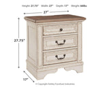 Signature Design by Ashley Realyn French Country 3 Drawer Nightstand with Electrical Outlets & USB Ports, Chipped White Signature Design by Ashley