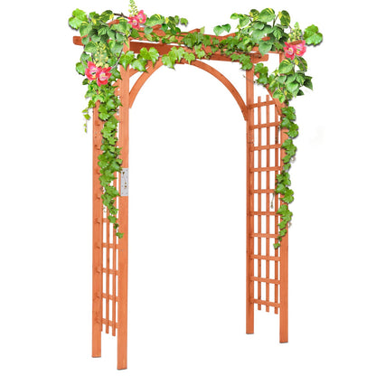 Giantex 85inch Wooden Garden Arch Wedding Arch for Ceremony, Garden Arbor Trellis for Climbing Plants Vines, Easy Assembly, Outdoor Flower Arches Wedding Arbor for Bridal Party - WoodArtSupply