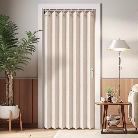 Vatge Closet Curtains, Accordion Style Door Curtains for Doorways, Pleated Folding Doors Curtain for Closet and Room Divider, 1 Panel, W39 x L78, Beige Vatge