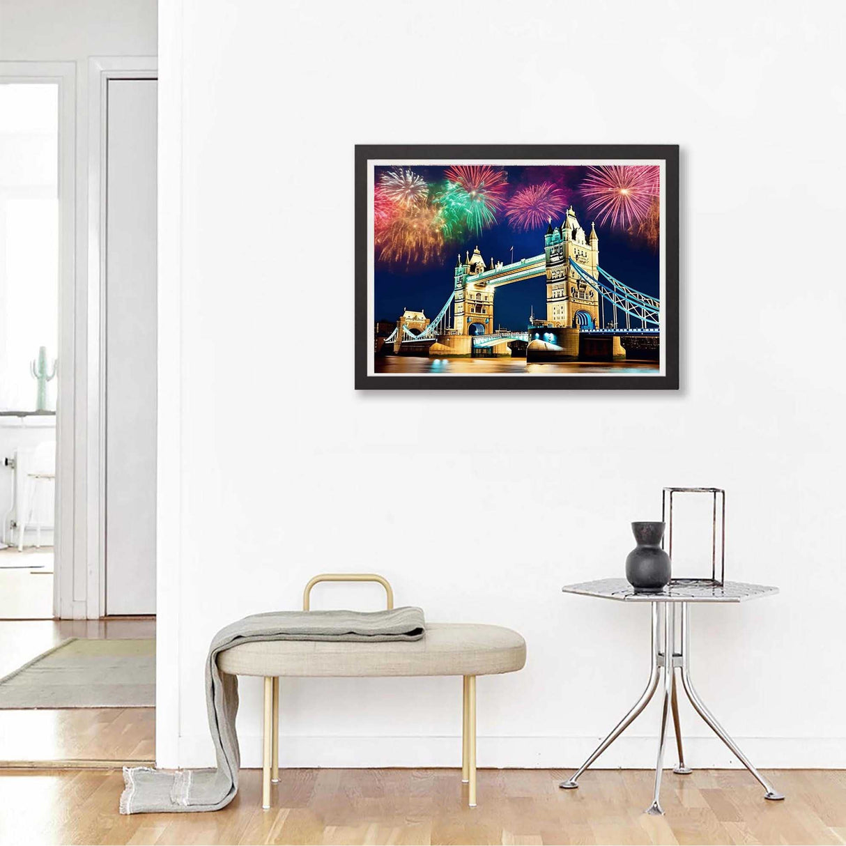 Kaliosy 5D Diamond Art Painting Kits for Adult London Bridge by Number Kits, Paint with Diamonds Art Fireworks Landscape DIY Full Drill, Crystal Craft Cross Stitch Embroidery Decoration 12x16inch Kaliosy