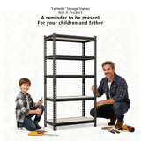 SYLOUGH 36"W "Father&I" 5-Shelf Industrial Metal Steel Garage/Tote Storage Shelves Heavy-Duty Adjustable Rack: Tall Shelving Units Organizer for Closet/Basement/Pantry/Shop/School 72"H*36W*16"D, Black SYLOUGH