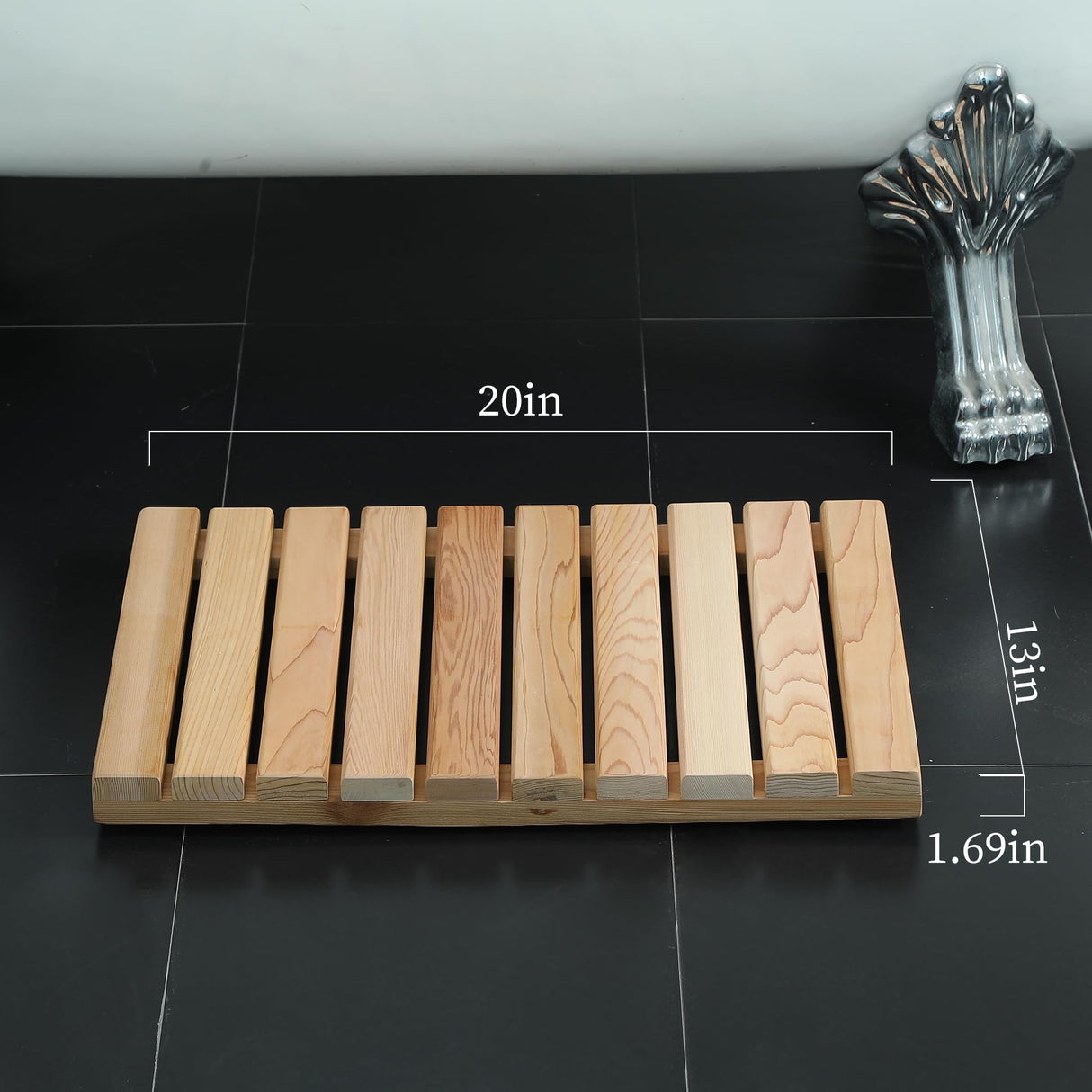 bingaai Cedar Wood Shower Mat, Cedar Wooden Bath Mats, Small Wood Bath Mat 20 x 13 in, Shower Stall Mat Non-Slip for Bathroom Bathtub Spa Sauna Garden Home, Wooden Floor Mat for Indoor and Outdoor bingaai