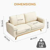 Vesgantti 68" Loveseat Sofa Beige, Comfy Corduroy Couch with Spring Cushion, Modern Sofa with Deep Seat, for Bedroom & Living Room Vesgantti