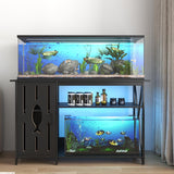 55-75 Gallon Aquarium Stand,Fish Tank Stand with Power Outlets,Cabinet&LED Light,Heavy Duty Aquarium Stand for 2 Fish Tank/Turtle Tank/Reptile Terrarium,1100LBS Capacity,Black PAPIHO