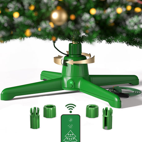 Springlift Rotating Christmas Tree Stand with Remote Control for Up to 7.5 ft 90 lb Artificial Tree, 625 Watts of Power - Green Adjustable Sturdy Base Springlift