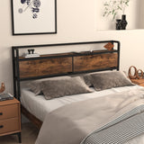 Curotunk Retro LED Queen Size Headboard with Storage and USB Charging Curotunk