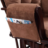 LHONE Rocking Chair with Ottoman, Brown, Traditional Style, Wooden, Adjustable Backrest, Recliner, Nursery & Living Room LHONE