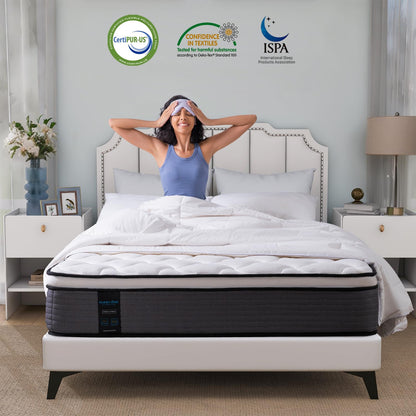 QUEEN ROSE King Mattress, 14 Inch King Size Hybrid Mattress in a Box, Gel Memory Foam & Individually Pocket Innerspring Bed Mattress, Medium Firm CertiPUR-US Certified & Fiberglass Free