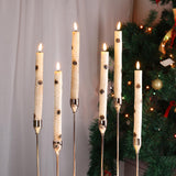 Eywamage Birch Bark LED Taper Candles with Remote, Battery Operated Wood Candles, LED Wax Candlesticks Set of 6 Eywamage
