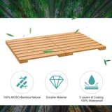 Waterproof Bamboo Bath Mat for Shower, Wooden Floor Mat for Bathroom, Foldable | Non-Slip | Heavy Duty, Shower Mat for Indoor Outdoor, 23.5in x 15.6in viewcare