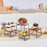 ZENFUN 4 Piece Wood Buffet Risers, Dessert Table Risers Food Display Riser, Pizza Pan Riser, Cupcake Stand & Wood Display Risers, Nesting Food Platter and Plate Holder ZENFUN