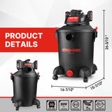 Shop-Vac 10 Gallon Wet Dry Vacuum Cleaner, 8.0 Peak Kpa Shop Vacuum with Blower Function, Cordless Vacuum Cleaner for Pet Hair, Jobsite, Garage, Home & Workshop Shop-Vac