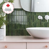 Smart Tiles SMART TILES Peel and Stick Backsplash - 5 Sheets of 11.43'' x 9'' - 3D Adhesive Peel and Stick Tile Backsplash for Kitchen, Bathroom, Wall Tile, Sefrou Green Smart Tiles