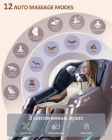 RELX 2025 Massage Chair Full Body, 15 Modes Zero Gravity SL-Track Shiatsu Massage Chair Built-in Heat System, Airbag Massage with Body Scan, Deep Yoga Stretch, Calfrest Extension and AI Control(Brown) RELX