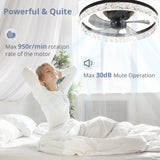 LEDIARY 20" Modern Ceiling Fans with Lights and Remote, Dimmable Low Profile Ceiling Fan, Flush Mount Ceiling Fan, Stepless Color Temperature Change and 6 Speeds - Black LEDIARY