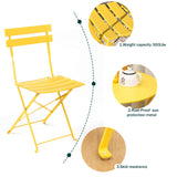 Grand patio 3-Piece Folding Bistro Set, 2 Chairs and 1 Table, Weather-Resistant Outdoor/Indoor Conversation Set for Patio, Yard, Garden-Yellow Grand patio