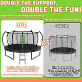 ACWARM HOME Trampoline Outdoor 14FT Trampoline with Safety Net & Rugby Target - Recreational Trampolines for Kids and Adults - Anti-Rust Coated Frame - ASTM Approved - Black ACWARM HOME