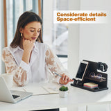 TESLYAR Wood Phone Docking Station for Men - Desktop or Nightstand Organizer - Birthday Gifts for Men, Dad - Anniversary Idea from Wife - Key Holder, Stand Wallet, Watch & Essentials (Fumed Black) TESLYAR