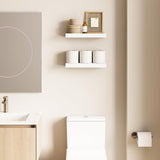 Ballucci Floating Shelves, 2-Pack 16" Wood Wall Shelf Set with Invisible Brackets for Bathroom, Living Room, Bedroom, Kitchen, Nursery, 6" Deep, White Ballucci