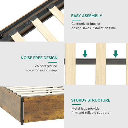 DWVO Queen Size Lift-Up Storage Bed Frame with LED Lights and Charging Station - Brown - WoodArtSupply