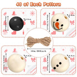 Queekay 160 Pcs Christmas Wooden Beads Snowman Wood Polished Rustic Farmhouse Craft with 32.8 Feet Rope for Xmas DIY Craft Supplies Wooden Beads for Gifts(Bead Style,Black and Wood) Queekay