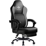LEMBERI Big and Tall Gaming Chair 400lb Weight Capacity,Gamer Chairs for Adults,Video Game Chair wth Footrest,Racing Style Computer Gamer Chair with Headrest and Lumbar Support (Gray) LEMBERI