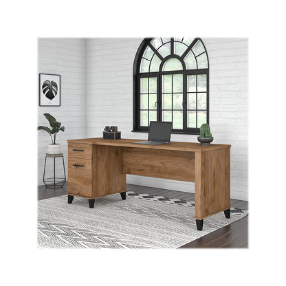 Bush Furniture Somerset Computer Drawers | Office Home Workspace | Large Desk, 72W, Fresh Walnut - WoodArtSupply