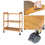 Baoz 3-Tier Bamboo Rolling Cart Kitchen Serving Cart Organizer Storage Rack Utility Mobile Trolley with Lockable Wheels for Home Bar Living Dining Room Baoz